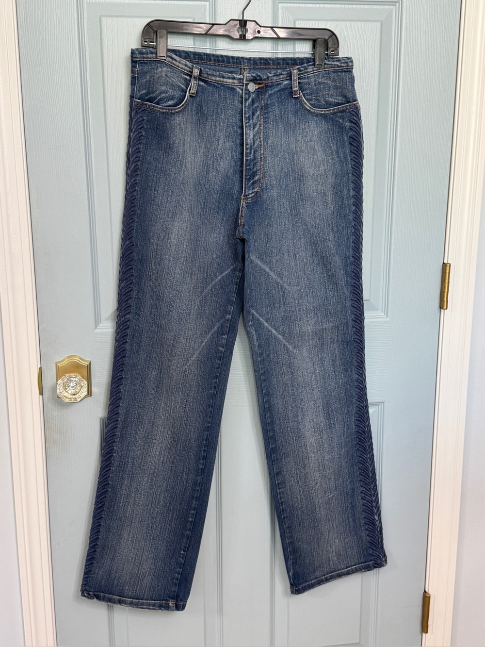 Mondo Cane Vintage Women's Wide Leg Embroidered‎ Brazilian Jeans 33"
